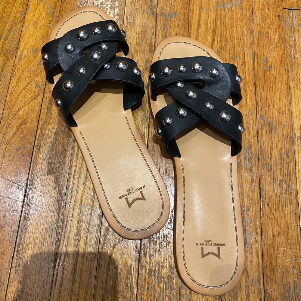 Marc Fisher Studded Black Sandals